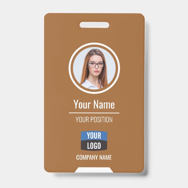 Custom Employee Photo, Bar Code, Logo, Name Badge (Front)