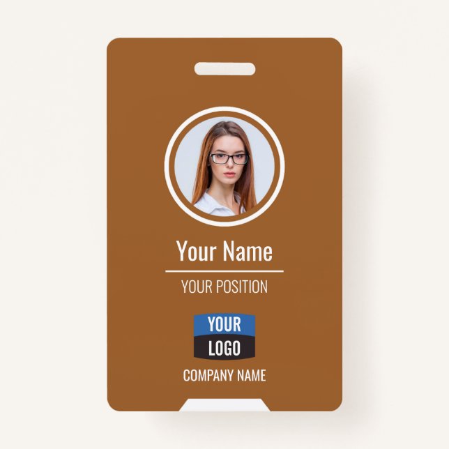 Custom Employee Photo, Bar Code, Logo, Name Badge (Front)