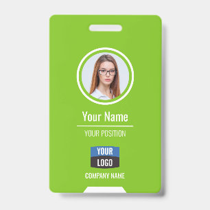 Custom Employee Photo, Bar Code, Logo, Name Badge
