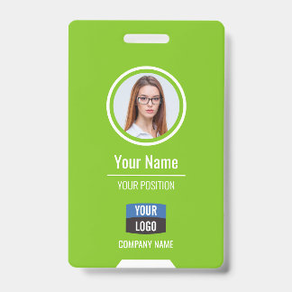 Custom Employee Photo, Bar Code, Logo, Name Badge