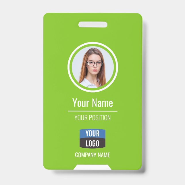 Custom Employee Photo, Bar Code, Logo, Name Badge (Front)