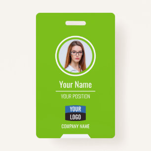 Custom Employee Photo, Bar Code, Logo, Name Badge