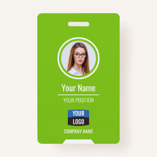 Custom Employee Photo, Bar Code, Logo, Name Badge