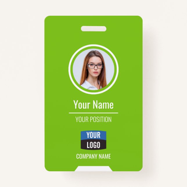 Custom Employee Photo, Bar Code, Logo, Name Badge (Front)