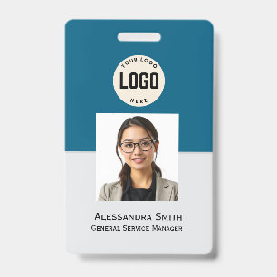 Custom Employee Photo, Bar Code, Logo, Name Badge