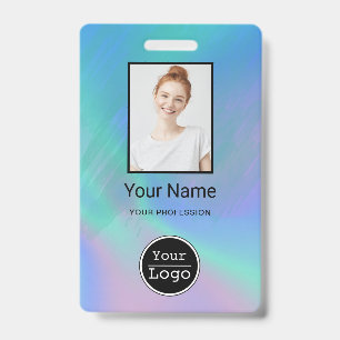 Custom Employee Photo, Bar Code, Logo, Name Badge