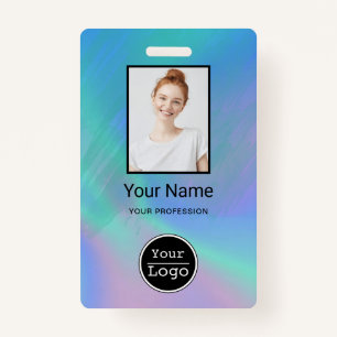 Custom Employee Photo, Bar Code, Logo, Name Badge