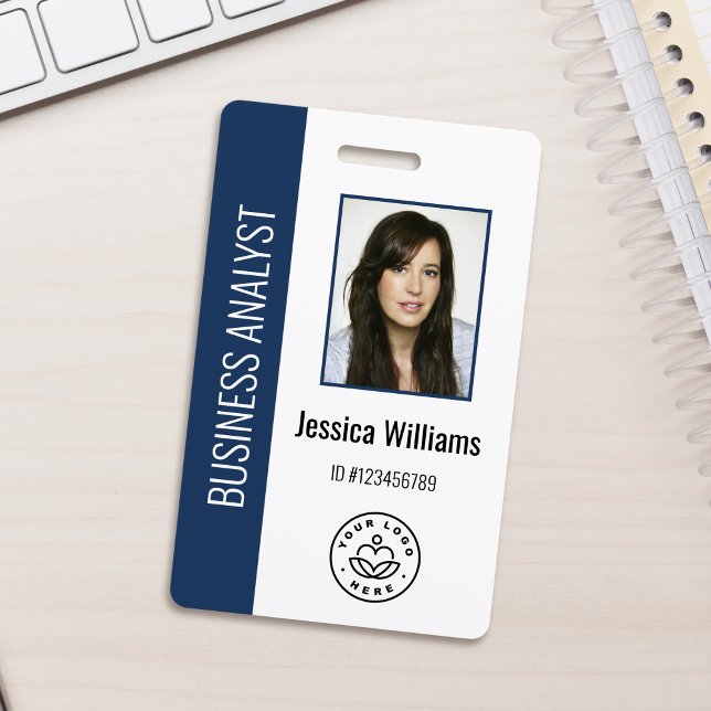 Custom Employee Photo, Bar Code, Logo, Name Blue Badge (Creator Uploaded)