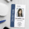 Custom Employee Photo, Bar Code, Logo, Name Blue