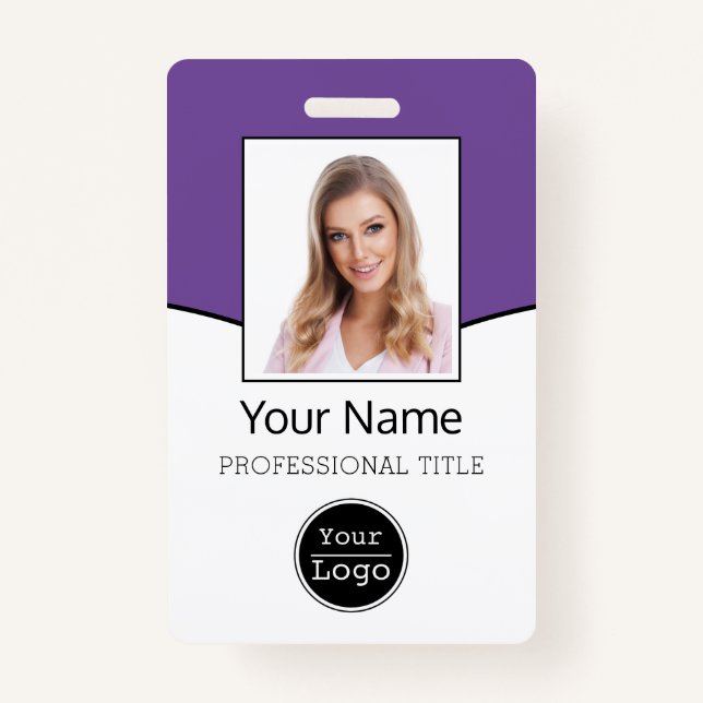 Custom Employee Photo, Bar Code, Logo, Name ID Bad Badge (Front)