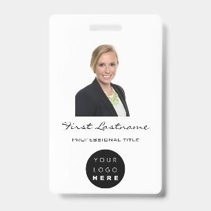 Custom Employee Photo Bar Code Logo Name Minimali Badge