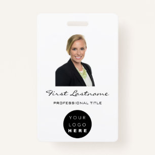 Custom Employee  Photo Bar Code Logo Name Minimali Badge