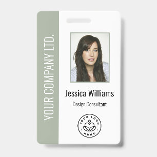 Custom Employee Photo, Bar Code, Logo, Name Sage Badge