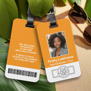 Custom Employee Photo, Bar Code, Logo Professional Luggage Tag