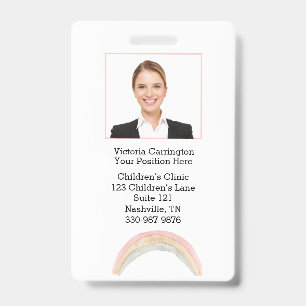Custom Employee Photo Bar Code Rainbow Name Tag Badge