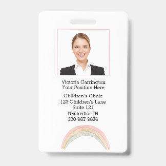 Custom Employee Photo Bar Code Rainbow Name Tag Badge