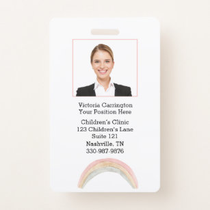 Custom Employee Photo Bar Code Rainbow Name Tag Badge