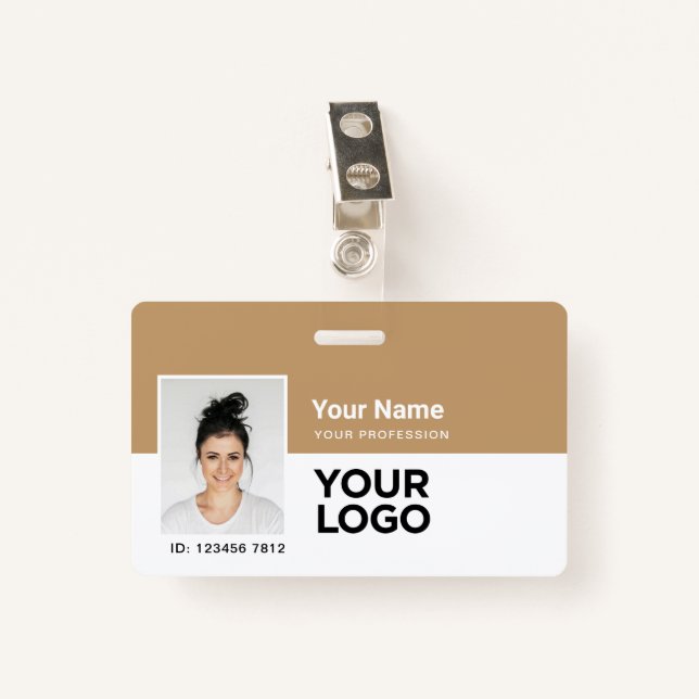 Custom Employee | Photo Bar or Qr Code Logo Name Badge (Front with Clip)