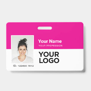 Custom Employee   Photo Bar or Qr Code Logo Name Badge