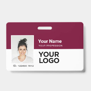 Custom Employee Photo Bar or Qr Code Logo Name Badge