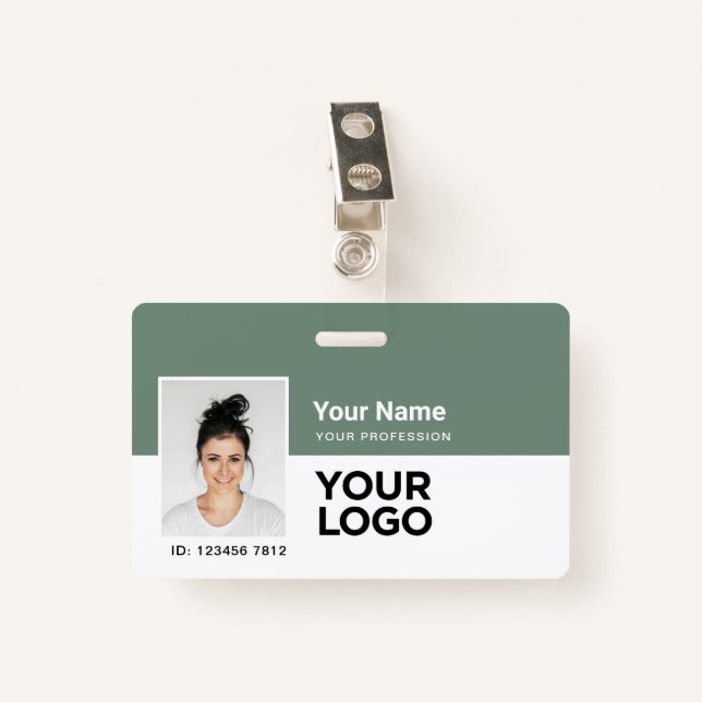 Custom Employee | Photo Bar or Qr Code Logo Name Badge (Front with Clip)