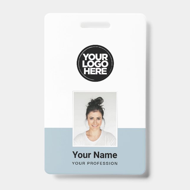 Custom Employee - Photo, BarCode, Large Logo, Name Badge (Front)