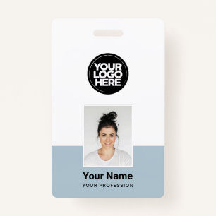Custom Employee - Photo, BarCode, Large Logo, Name Badge