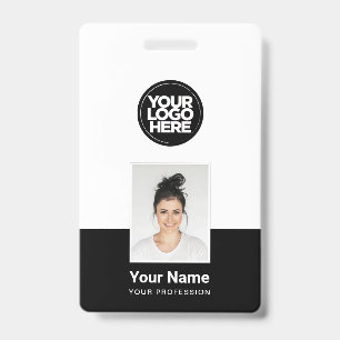 Custom Employee - Photo, BarCode, Large Logo, Name Badge