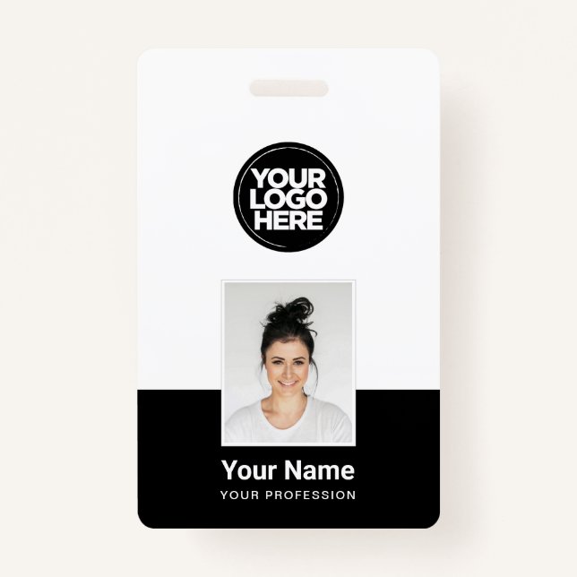 Custom Employee - Photo, BarCode, Large Logo, Name Badge (Front)