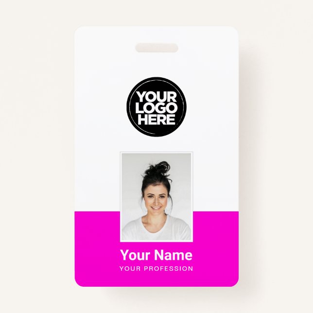 Custom Employee - Photo, BarCode, Large Logo, Name Badge (Front)