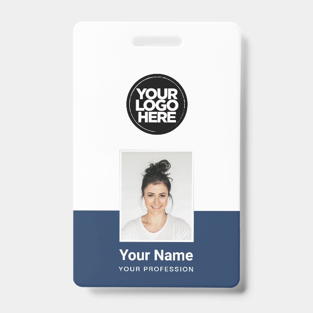 Custom Employee - Photo, BarCode, Large Logo, Name Badge (Front)