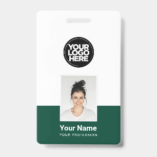 Custom Employee - Photo, BarCode, Large Logo, Name Badge