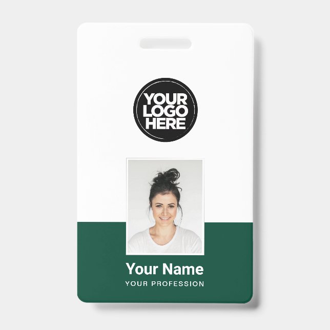 Custom Employee - Photo, BarCode, Large Logo, Name Badge (Front)