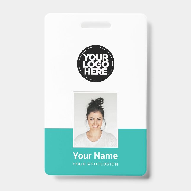 Custom Employee - Photo, BarCode, Large Logo, Name Badge (Front)