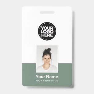 Custom Employee - Photo, BarCode, Large Logo, Name Badge