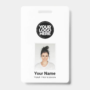 Custom Employee - Photo, BarCode, Large Logo, Name Badge