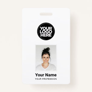 Custom Employee - Photo, BarCode, Large Logo, Name Badge