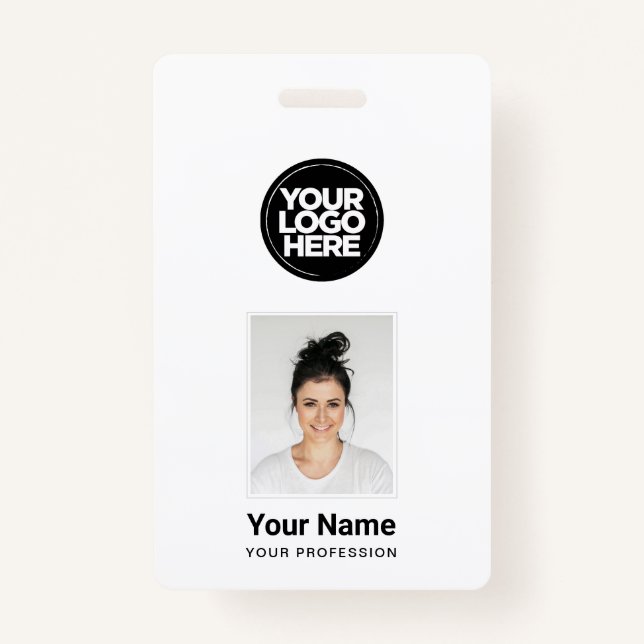 Custom Employee - Photo, BarCode, Large Logo, Name Badge (Front)