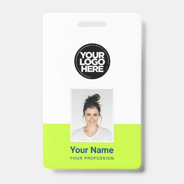 Custom Employee - Photo, BarCode, Large Logo, Name Badge (Front)