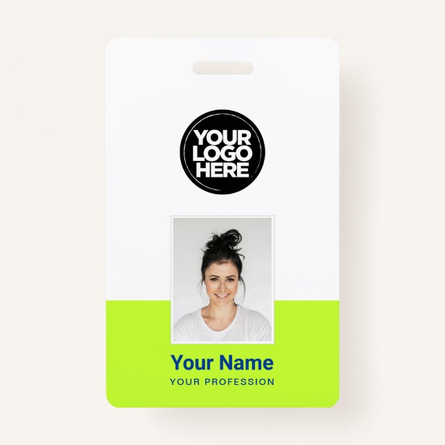 Custom Employee - Photo, BarCode, Large Logo, Name Badge (Front)