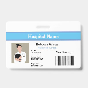Custom Employee Photo Barcode Nurse Doctor Name Badge