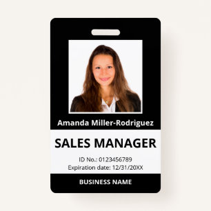 Custom Employee Photo Black White ID Badge