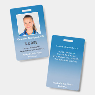 Custom Employee Photo Blue Gradient Medical ID Badge