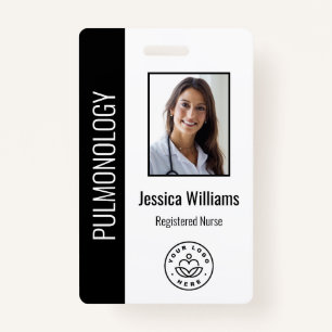 Custom Employee Photo Blue White Medical ID Black Badge