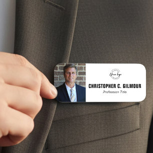 Custom Employee photo Business logo magnetic Name Tag