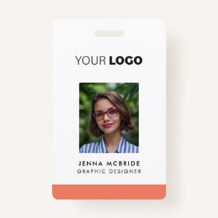 Custom Employee Photo Card, Logo, Barcode, Name Badge