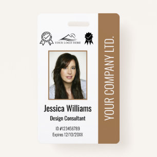 Custom Employee Photo Certification Brown ID  Badge