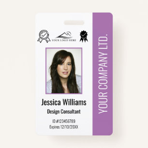 Custom Employee Photo Certification Purple ID Badge
