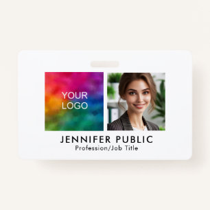 Custom Employee Photo Company Logo Here Simple Badge