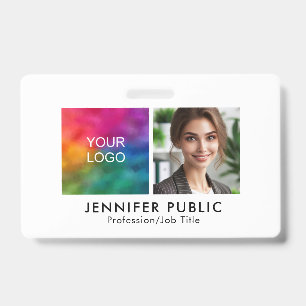 Custom Employee Photo Company Logo Here Template Badge